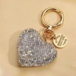 Cute Rhinestone Heart Keychain Bag Charm image 1